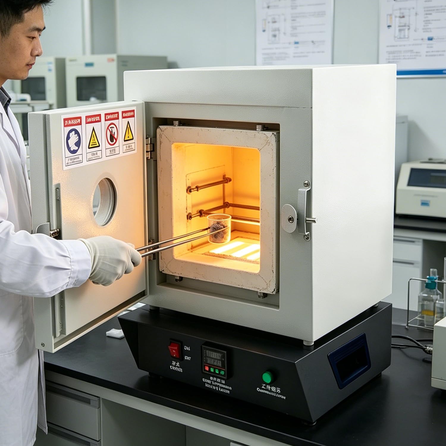 Qiang 1750W Electric Kiln, 1150℃ Jewelry Casting Muffle Furnace, Resistance Furnace with Observation Window for Metal Melting & Investment Mold Making