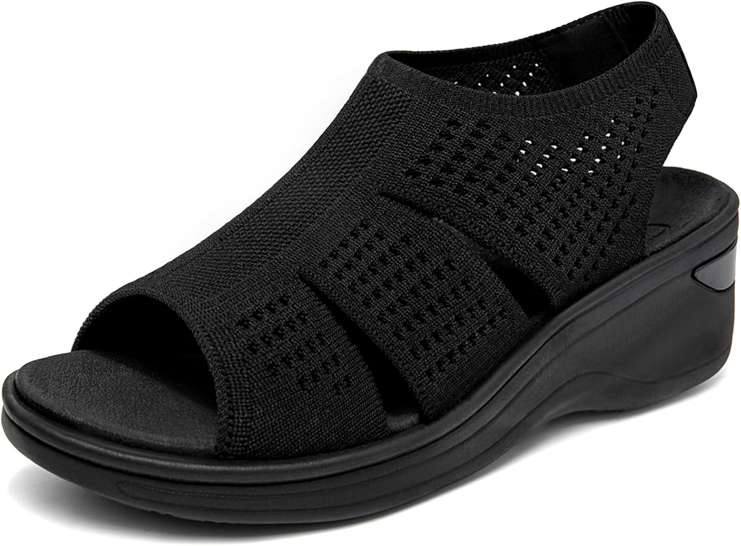 KOIMED Women's Comfortable Platform Walking Sandals With Memory Foam Open Toe Lightweight Breathable Soft Mesh Washable For Summer Travel Casual Beach Outdoor Sport