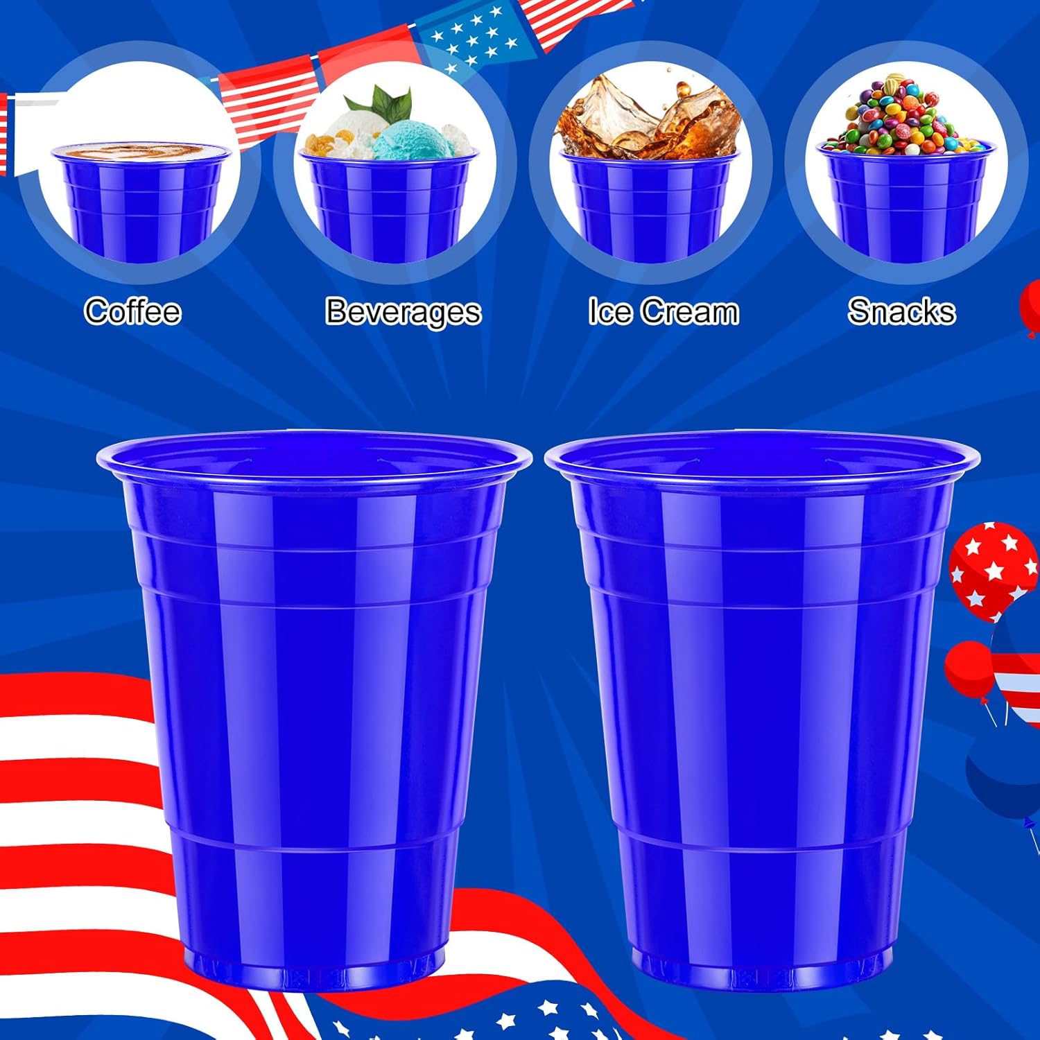 120 Pcs 16 oz Blue Plastic Cups Blue Plastic Disposable Cups 16 oz Blue Party Cups for drinking Tastings served Snacks Barbecues Picnics - Image 4