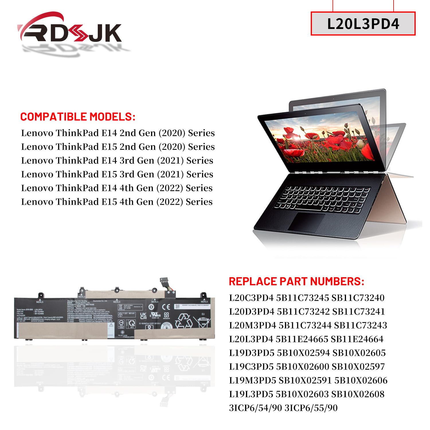 ThinkPad バッテリ　42T4621 Amazon.com: DGFTB L20M4P75 latop Battery Replacement for