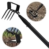 Garden Hoe, 62 Inch Weed Tool, Long Soil Tiller Cultivator, Heavy Duty Metal Stirrup Hoe Weeder Scraper Rake for Flower Beds, Patio, Garden Loosening Soil Weeding Digging