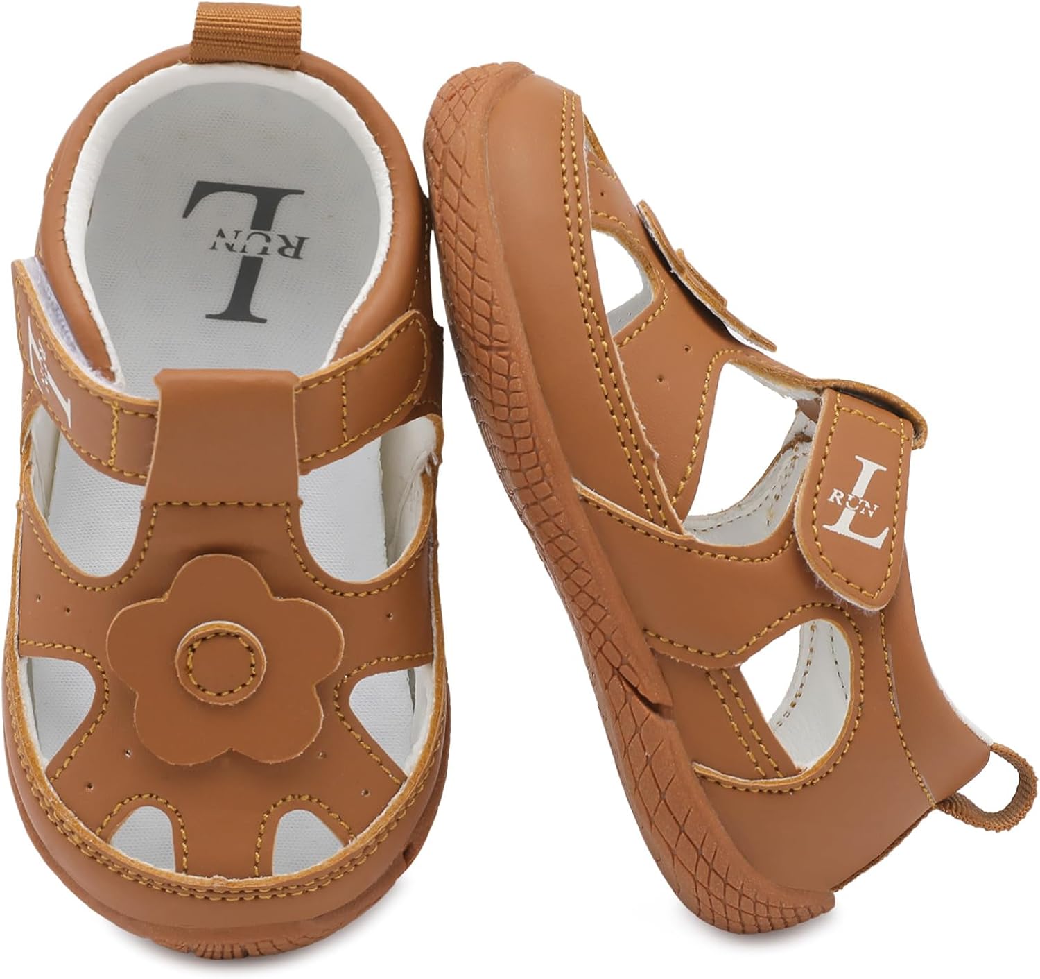 L-RUN Toddler Mary Jane Shoes Girls Casual Barefoot Sandals Breathable Princess Dress Flats Non-Slip Rubber Sole Infant First Walker Shoes for Outdoor Indoor