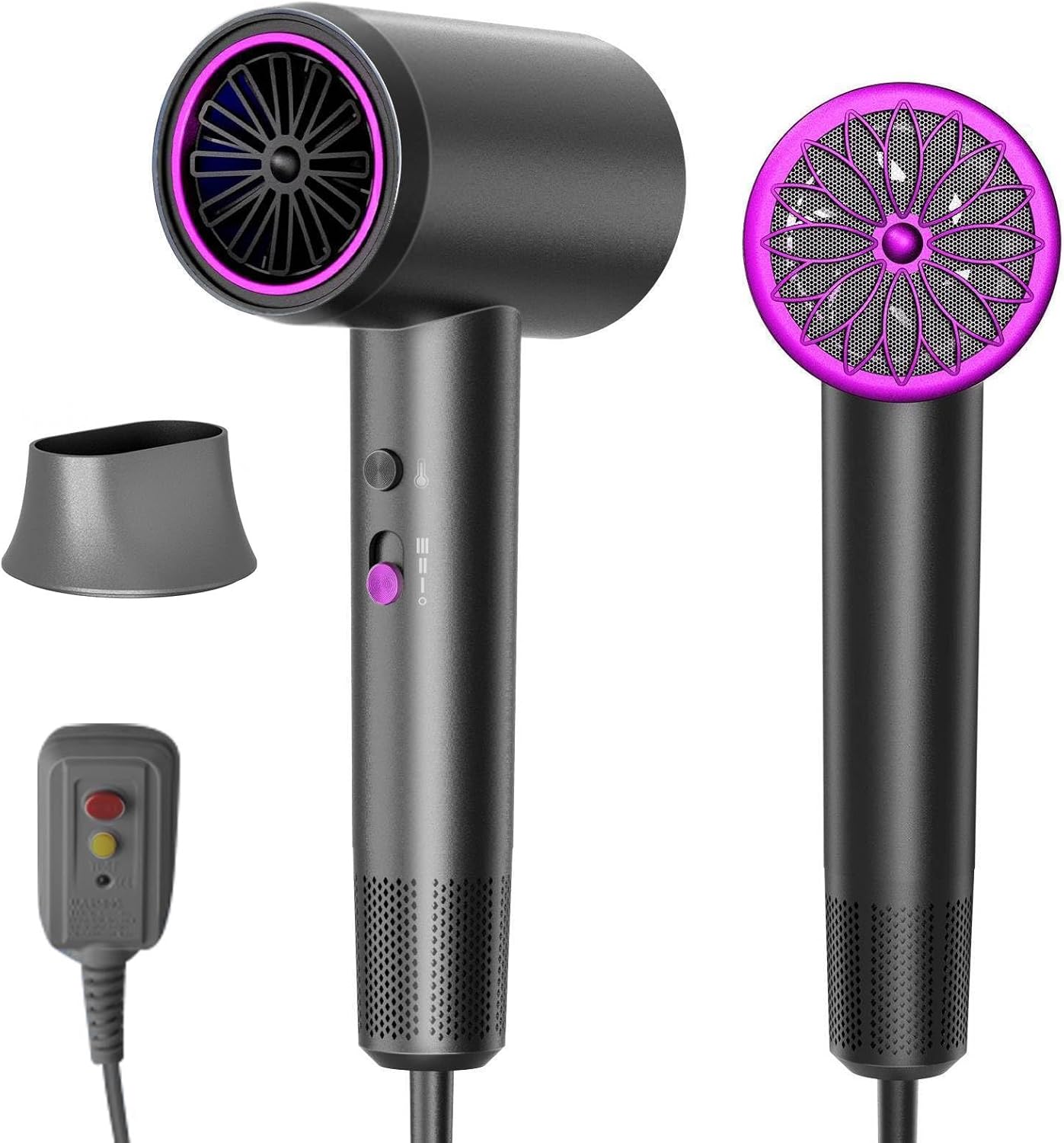 Hair Dryer, 3 Min Fast Drying-110000 RPM Professional High Speed Blow Dryer 200 Millions Negative Ionic Care Hair Dryer, Low Noise Thermo-Control Hairdryer, Travel with Secure Lock Nozzle (Black)