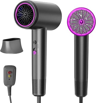 Hair Dryer, 3 Min Fast Drying-110000 RPM Professional High Speed Blow Dryer 200 Millions Negative Ionic Care Hair Dryer, Low Noise Thermo-Control Hairdryer, Travel with Secure Lock Nozzle Black