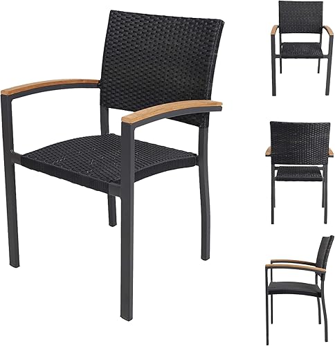 Miniatura 8 de TRY & DO Silla de comedor de ratán para patio, silla de mimbre de polietileno para exteriores con cojín de esponja suave extraíble, sillón para todo