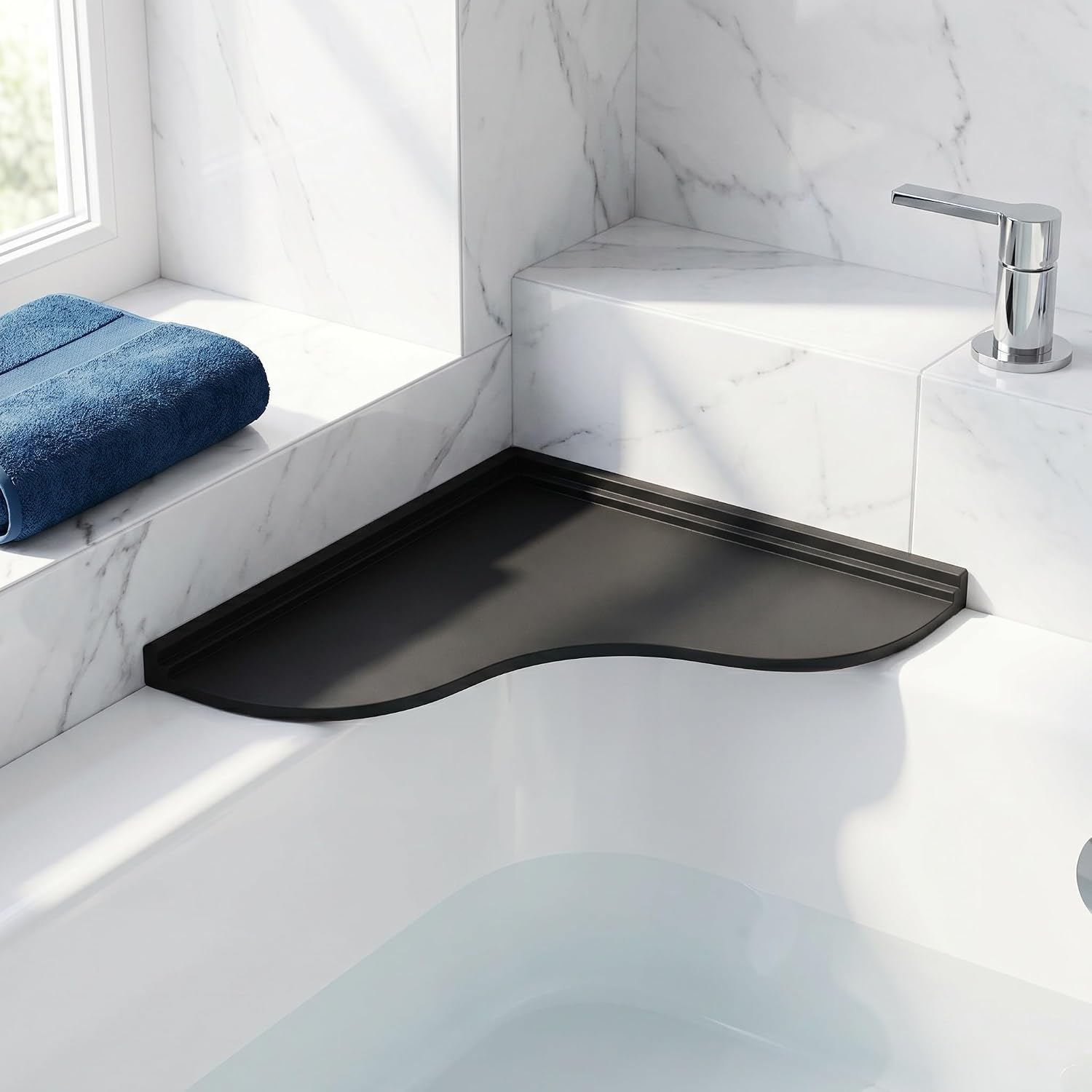 2pcs Silicone Bathtub Splash Guards Water Blocking Plate for Tub Corners Waterproof Splash Cover Fits Surfaces for Bathing and Kitchen Use