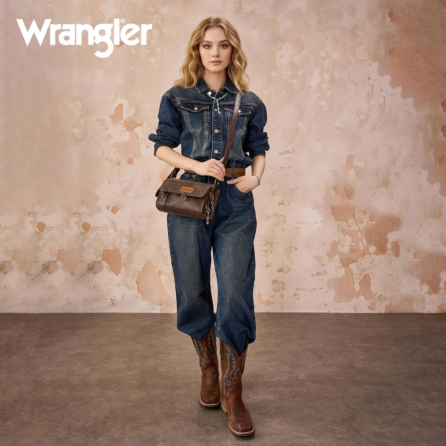 Wrangler Y2K Purse Small Shoulder Bag for Women with Western Detachable Charms & Multiple Pockets - Image 2