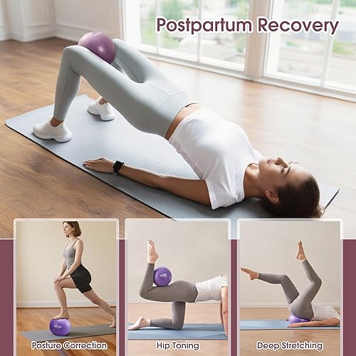 Miniatura 7 de ROSAPOAR Pelota de ejercicio pequeña – Mini pelota de pilates de 9 pulgadas, pelota de yoga antiestallidos para estiramiento y entrenamiento de