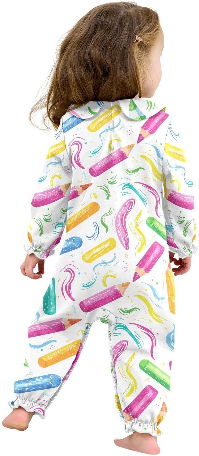 vvfelixl Baby Sleepers Colorful Crayons Long Sleeve Onesie Girl Baby Clothes for Girl Play One-piece for 0-3 months