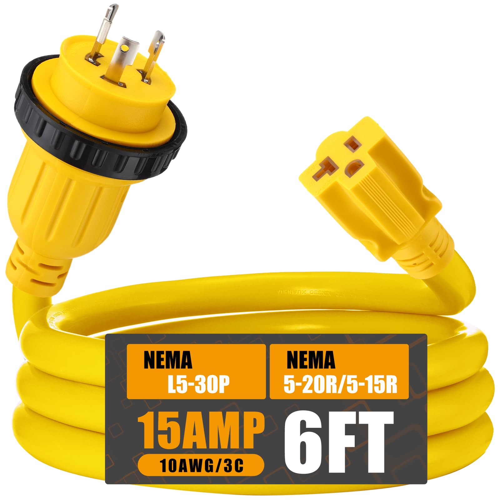 Amazon.com: Kanayu 6 FT 30A to 15A Marine Shore Power Adapter