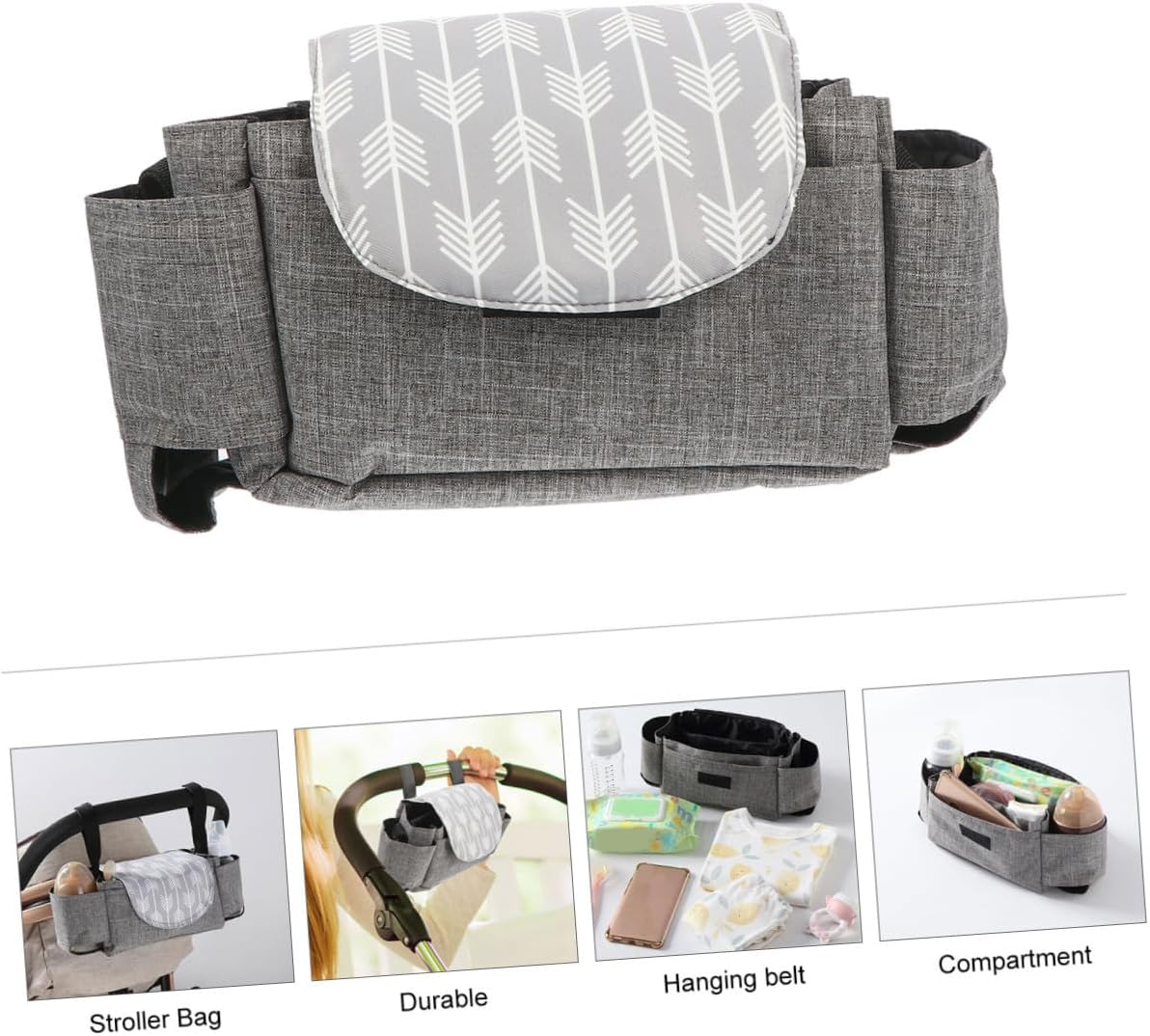 BESTonZON 2pcs Non- Stroller Organizer Bag Exclusive Straps Insulated Pouch for Supplies for Parents The Go Arrow Design