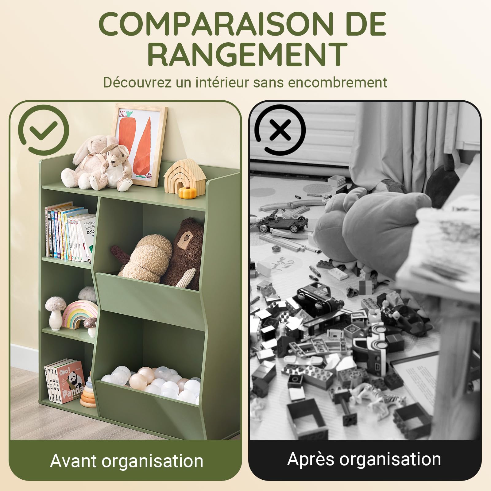 SoBuy Bibliothèque Enfant Rangement Jouet Enfant avec 5 Compartiments Meuble Rangement Jouet Étagère Bibliothèque Porte-revues Vert 80x34x104cm KMB55-K-GR