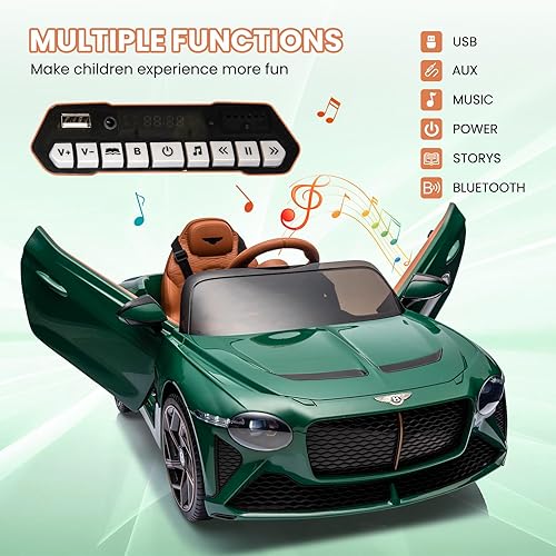 Miniatura 5 de GAOMON Auto eléctrico Bentley Bacalar de 12 V, con licencia y control remoto para padres, 3 velocidades, puertas de tijera, música, LED, regalo para