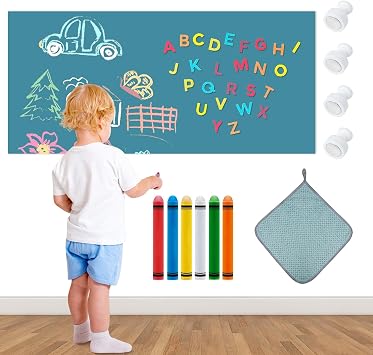 Magnetic Wall Decal for Kids,32x40 Inch Arched Magnetic Chalkboard for Wall,Suitable for Home Decoration Wallpaper and Childrens Game Room Cyan, 16x40 Inch