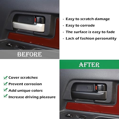 Miniatura 2 de LLKUANG Cubierta protectora de manija interior de puerta para Toyota FJ Cruiser 2007-2021 ABS manija interior de puerta interior cubierta decorativa