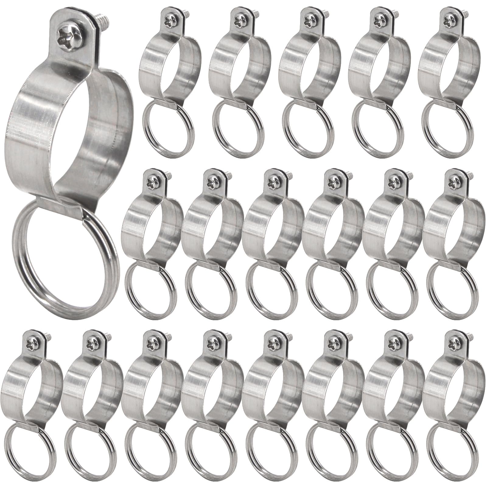 (20 Pieces) 304 Stainless Steel Clothesline Pole Clamp Tube Hook for φ32-33mm Rod Pipe Hanger