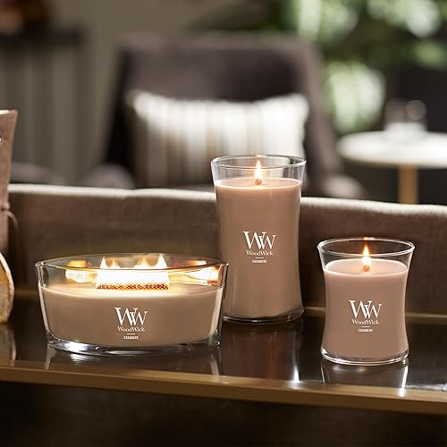 Vista 23 de WoodWick Hinoki Dahlia - Vela mediana en frasco, con forma de reloj de arena, cera de mezcla de soja prémium, mecha de madera Pluswick Innovation