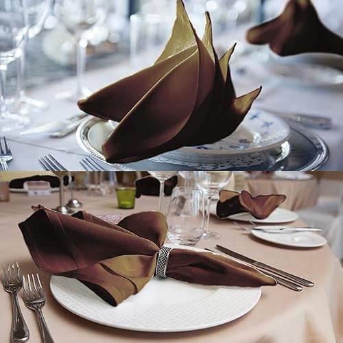 Miniatura 6 de Paquete de 12 servilletas de tela de algodón de calidad hotelera de lujo, servilletas de tela brillante y suave (18 x 18 pulgadas), perfectas para