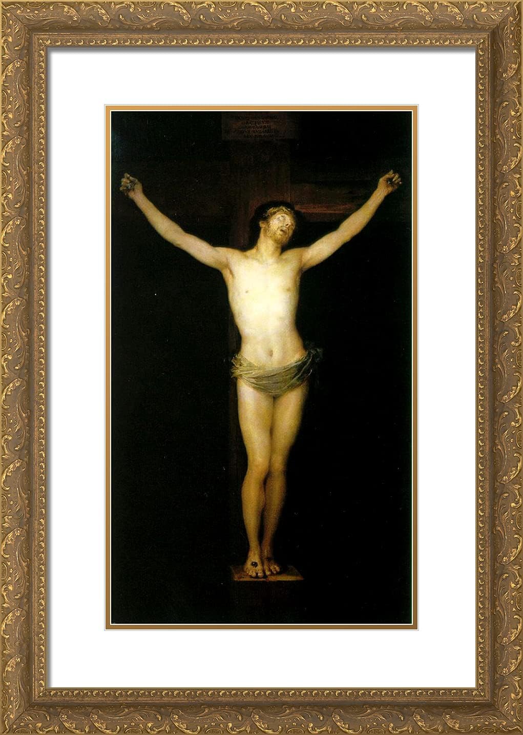 ArtDirect Goya, Francisco 18x24 Gold Ornate Framed Art Print with Double Matting Titled: Crucified Christ