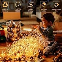 GlobaLink LED Fényfüggöny 300 LED-del, 8 Világítási Móddal, Beltéri/Kültéri Használatra - Meleg Fehér Fény Esküvőre, Partira, Kertbe, Szobad 5
