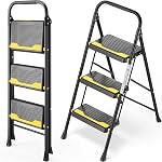 Urackify 4 Step Ladder, Heavy-Duty 330lb Capacity, Wide Anti-Slip Steps & Secure Handrail Compact, Folding Step Stool Portable Design for Home, Kitchen, Office, Pantry, Closet Use, Black