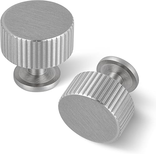 Miniatura 8 de Paquete de 5 pomos de gabinete de cocina de latón macizo, tiradores de cajón de oro mate, diámetro de 1-1/10 pulg. 28 mm, manijas modernas