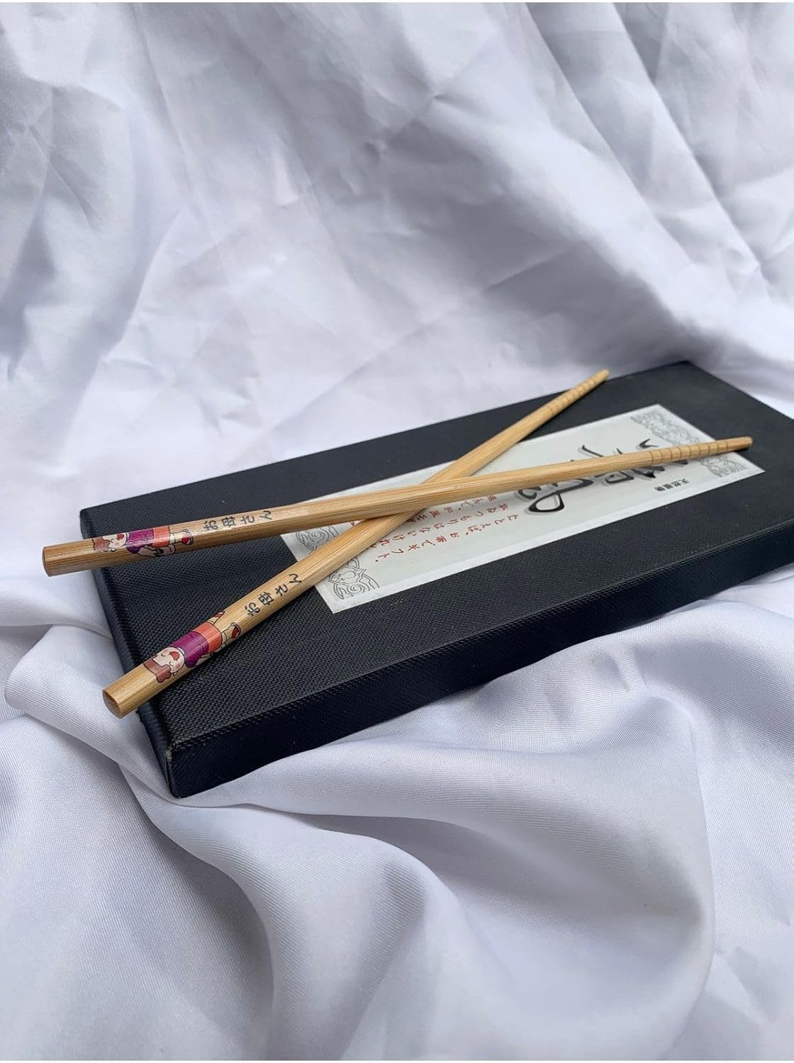 Bamboo Chopsticks Japanese Style Child Figure Design 1 Pair Brown Color, Reusable Asian Dinnerware Set for Sushi, Noodles - Child