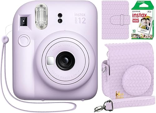Miniatura 12 de Fujifilm Cámara instantánea Instax Mini 12 color rosa flor + estuche personalizado Minimate + película fotográfica Fuji Instax 10 hojas y álbum de
