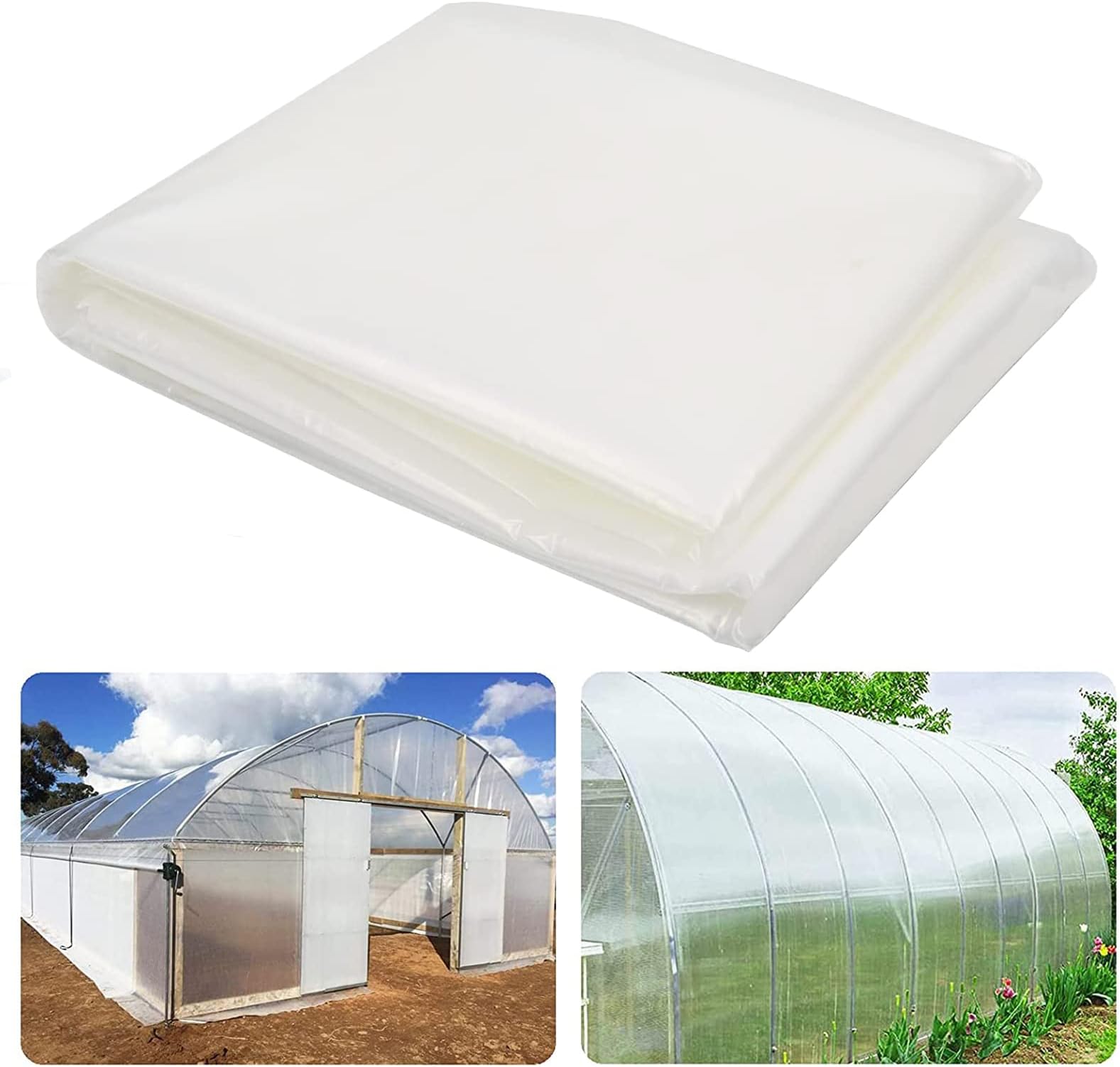 2m x 3m Heavy Duty Polythene Sheeting 125Mu/500g Extra Thick Plastic Sheeting Clear Polytunnel Cover Plastic Dust Sheet for Greenhouse, Polytunnel, Farming, Painting Work