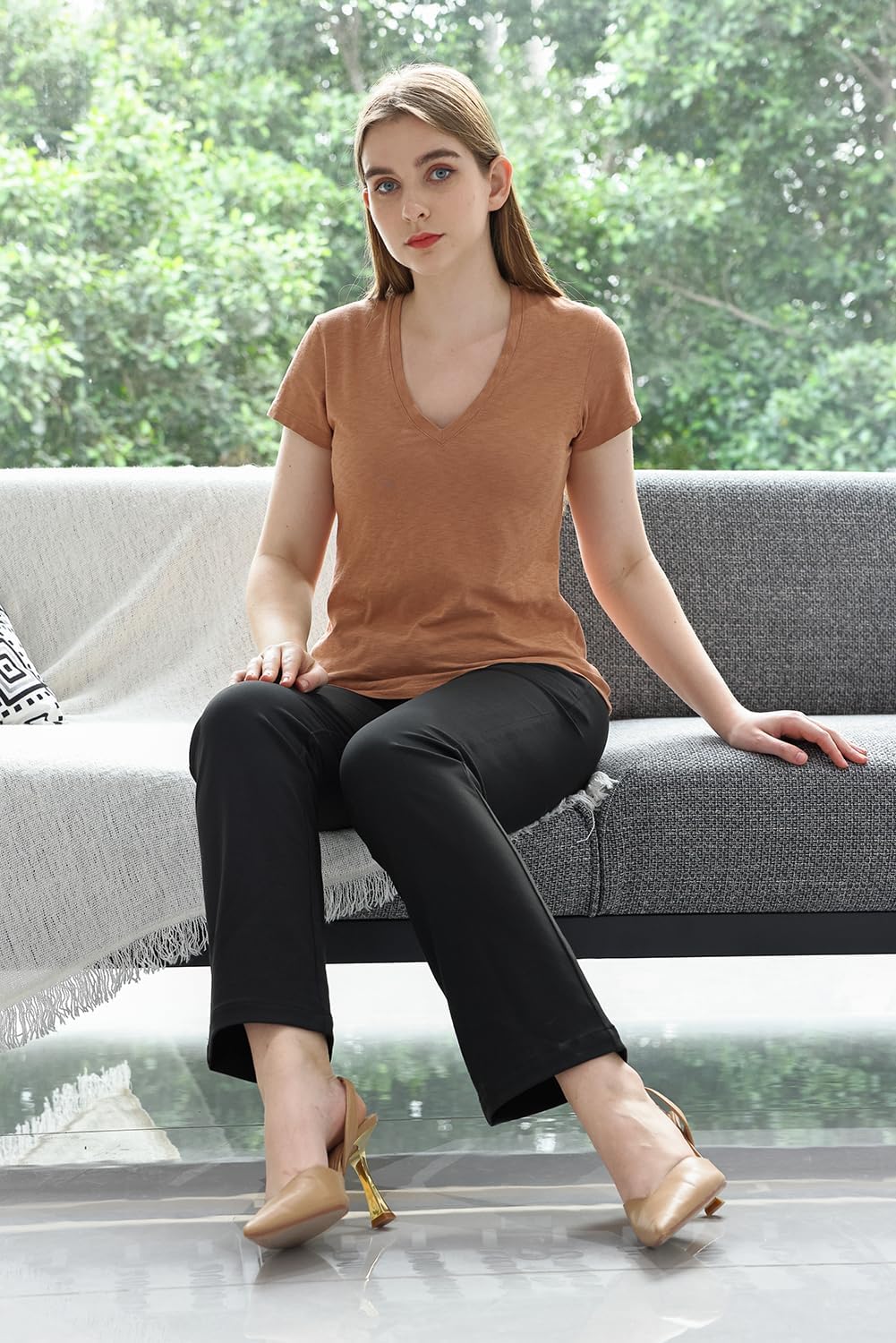 Bamans Work Pants Women Straight Leg Dress Pants Business High Waisted Black Trousers Casual Office Ladies Slacks - Image 4