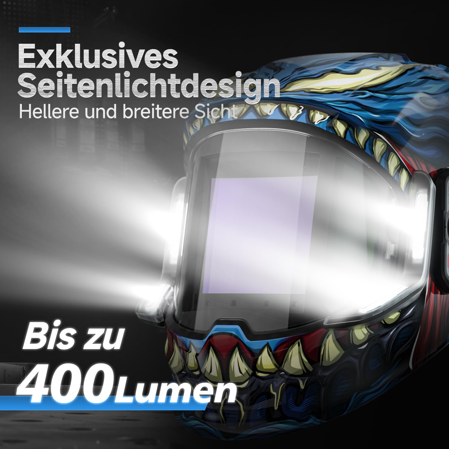 ANDELI Automatik Schweißhelm – 180° Panorama, 6 Sensoren, Bewegungssteuerung, 4 LED, Echtfarben 1/1/1/1, 2100mAh Akku, USB-C für MIG/MAG/Wig/MMA/Schleifen/Schneiden
