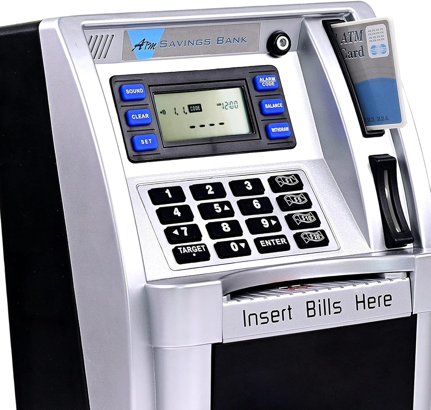 B Baosity 子供用ATM貯金箱 おもちゃの貯金箱 紙幣フィーダー 残高計算機 知育玩具 子供向けギフト用貯金箱, 黒銀  Amazon.co.jp: Urhomy 子供用電子貯金箱 ミニ銀行ATM貯金箱 お札 自動巻き込 暗号開け 音楽付け 現金コイン収納 現金金庫  ミニ金庫 電子コイン銀行ボックス ...