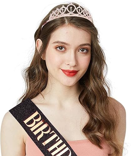 Miniatura 45 de CIEHER Corona de cumpleaños, banda de reina de cumpleaños y tiara de diamantes de imitación para mujeres y niñas, tiaras y coronas para mujeres