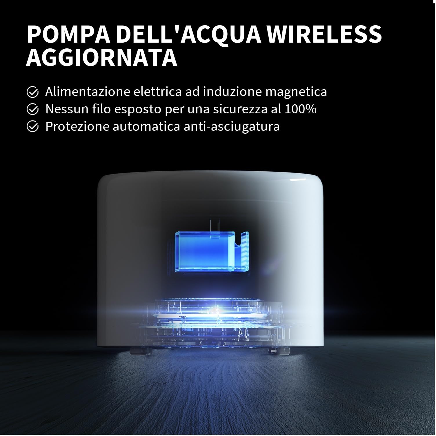 PETKIT Pompa dell'acqua Senza Fili, Fontana Intelligente per Gatti e Cani, Rivestimento in Acciaio Inossidabile, non Facile da Nascondere Batteri