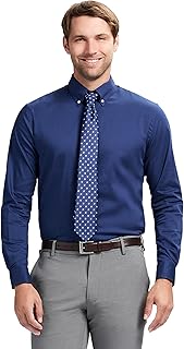 IZOD - Brandclub - Izod Men's Slim Fit Moisture Wicking Wrinkle Resistant  Stretch Button Down Collar Dress Shirt, Dark Navy, 15-15.5 32-33