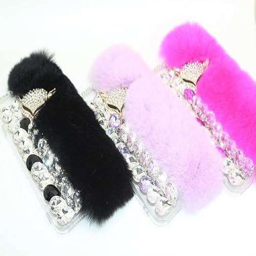 Miniatura 3 de Funda para Moto G Play 2023, Moto G Pure - Funda 3D hecha a mano con cabeza de zorro de lujo, piel de conejo esponjosa, con diamantes brillantes,