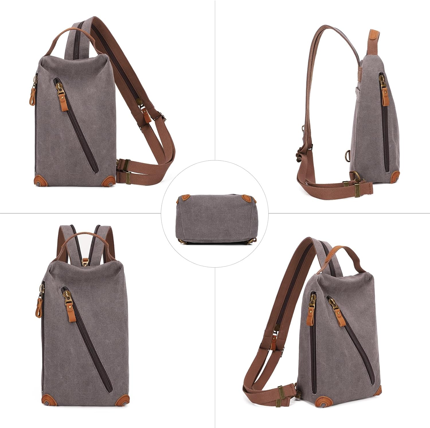 KL928 Canvas Sling Bag crossbody Bags Small Backpack Pack Travel Purse convertible purses for Women Men - Image 9