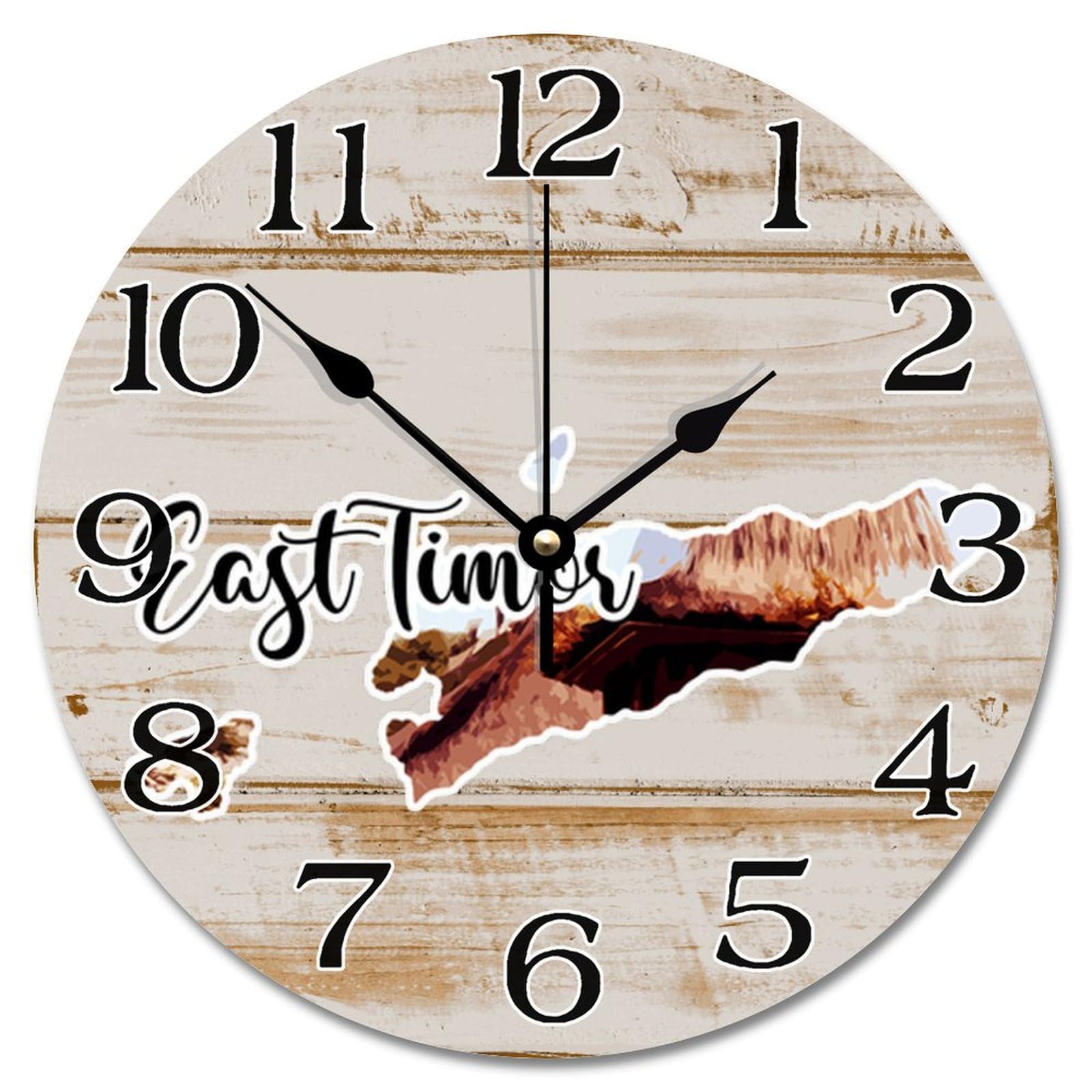 Horloge murale paysage urbain du Timor oriental pour un salon moderne et chaleureux