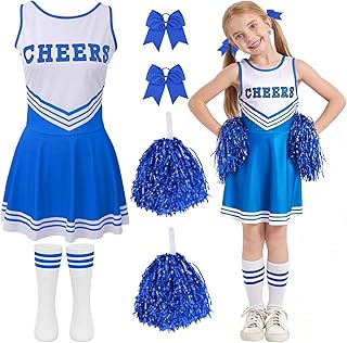 Disfraz de Animadora, Disfraz Cheerleader Niña, Uniforme de Cheerleader, Disfraz Carnaval para Halloween y Fiestas de Disfraces