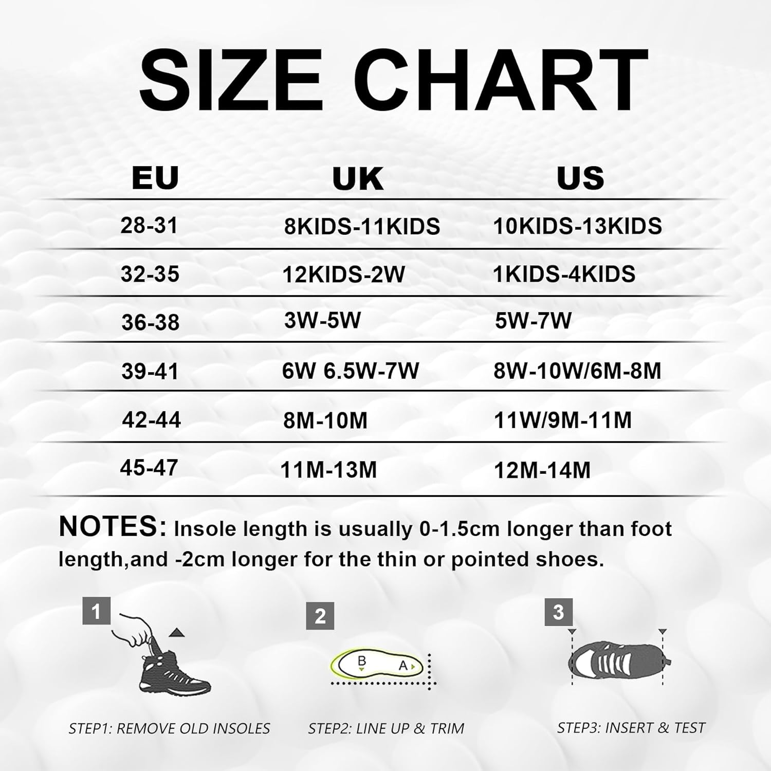 Thin Memory Foam Insoles for Women Men Kids, Cut-to-Size Thin Inserts for Sneakers, Casual Shoes, Work Boots, Walking Shoes, Insole Replacement Kids, Comfortable and Durable Navy-42-44 - Image 6