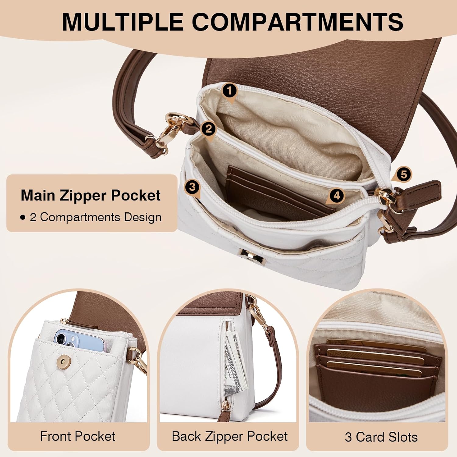 Marvolia Small Crossbody Bags for Women - Vegan Leather Crossbody Phone Purse Mini Cell Phone Bag for Traveling - Image 4