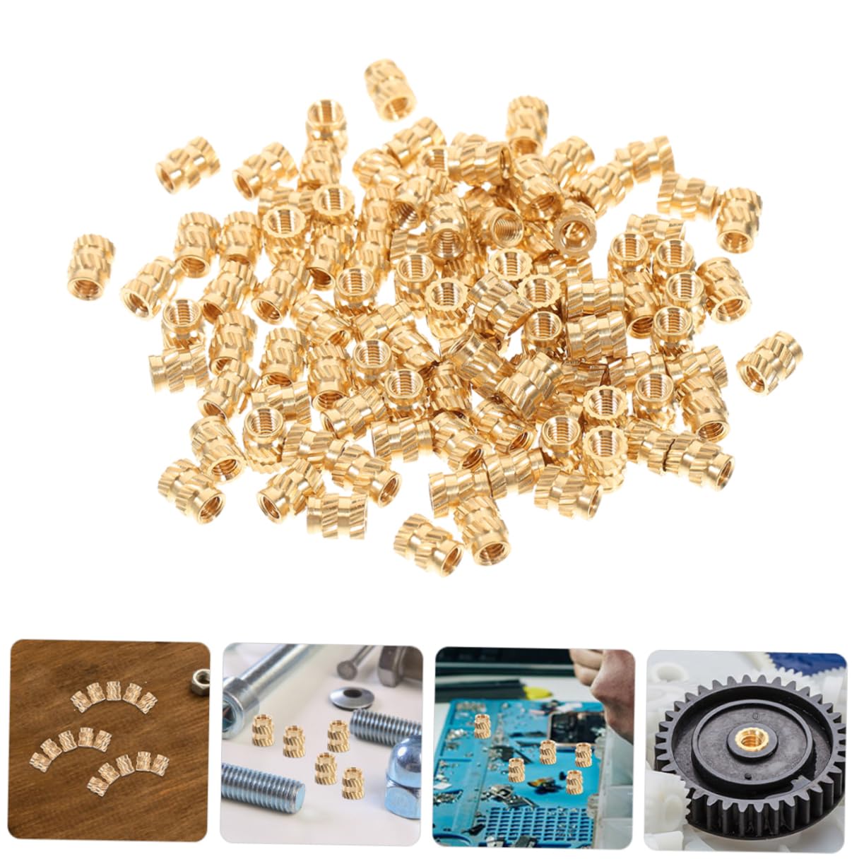 100pcs Copper Knurled Threaded Inserts, 0.5mm Pitch Heat Embedded