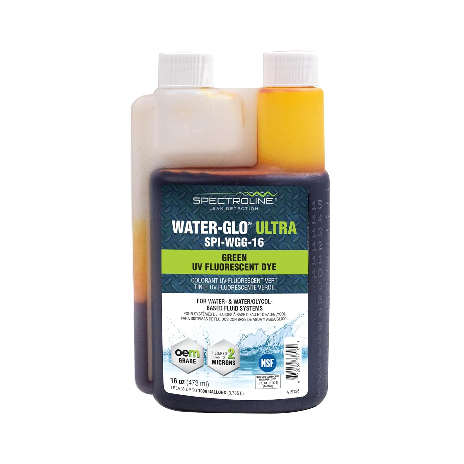 SPECTROLINE SPI-WGG-16 Water-GLO® Ultra UV Green Fluorescent dye for Water/Glycol and Coolant Fluid Based Systems