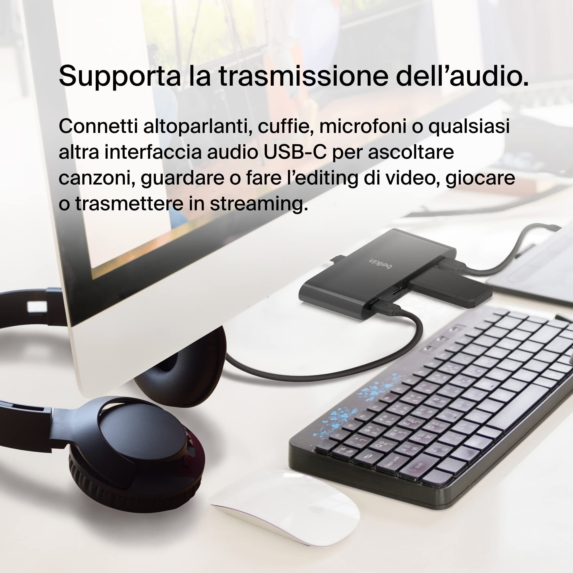 Belkin CONNECT Hub da USB-C™ a 4 porte USB-C, adattatore multiporta con 4 porte USB-C 3.1 Gen 2 e PD fino a 100 W con velocità dati di 10 Gbps, per MacBook, iPad, Chromebook, PC e altri dispositivi
