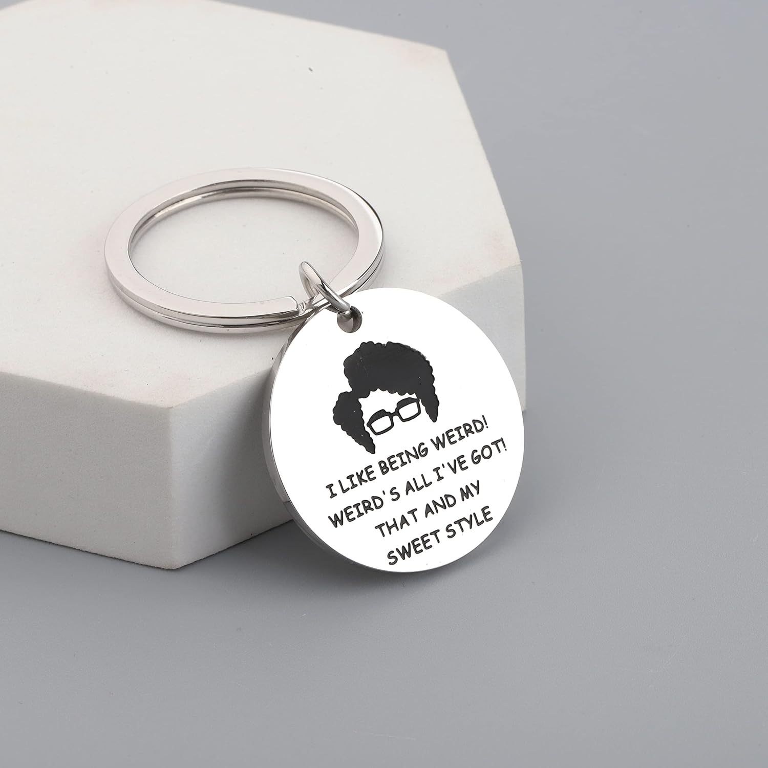 FAADBUK IT Crowd Inspired Keychain Moss Fans Gift Moss Quote Gift I Like Being Weird image 5
