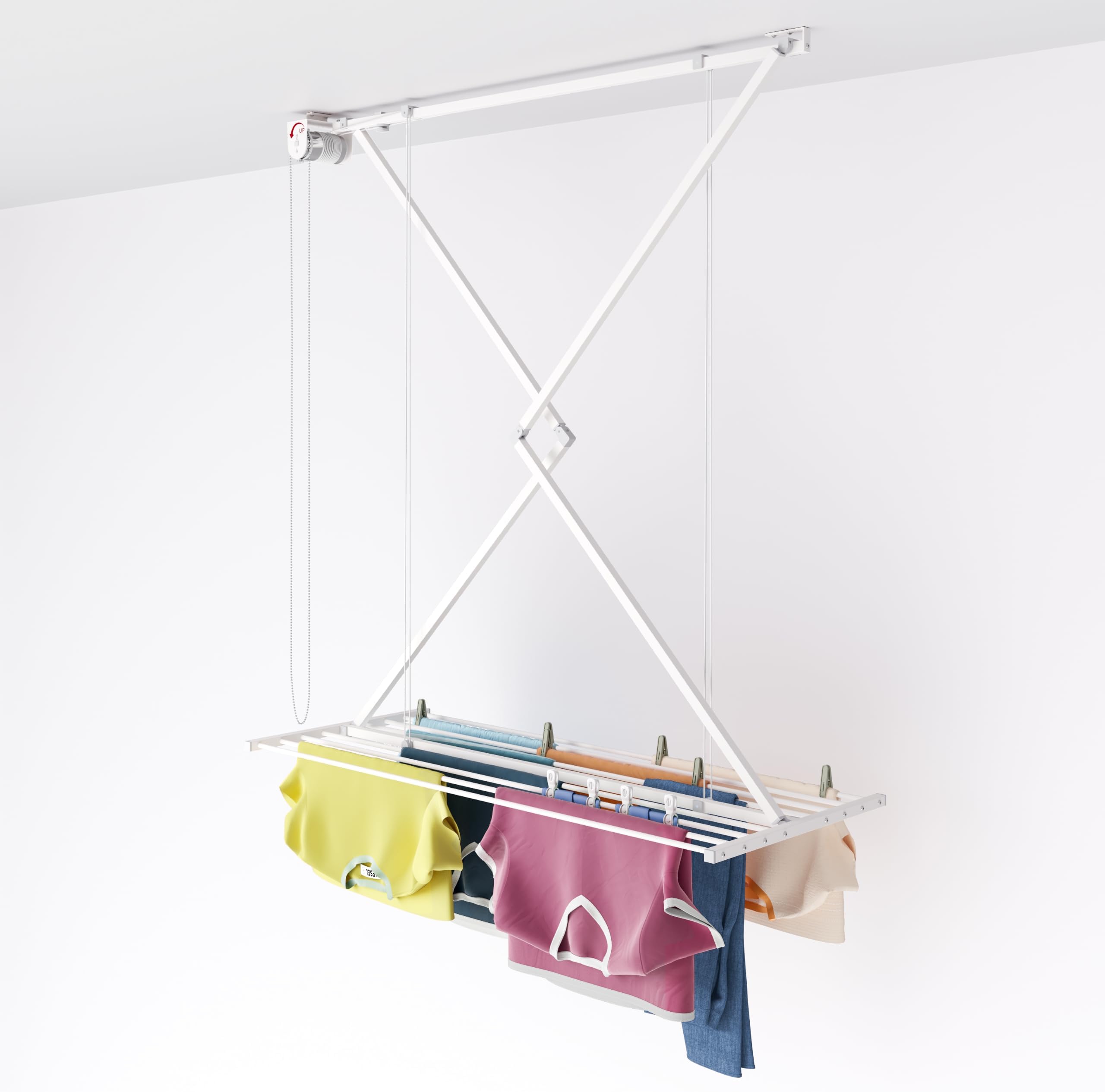 Foxydry Mini, Space saving, foldable drying rack for ceiling mounting, 128x54x25cm