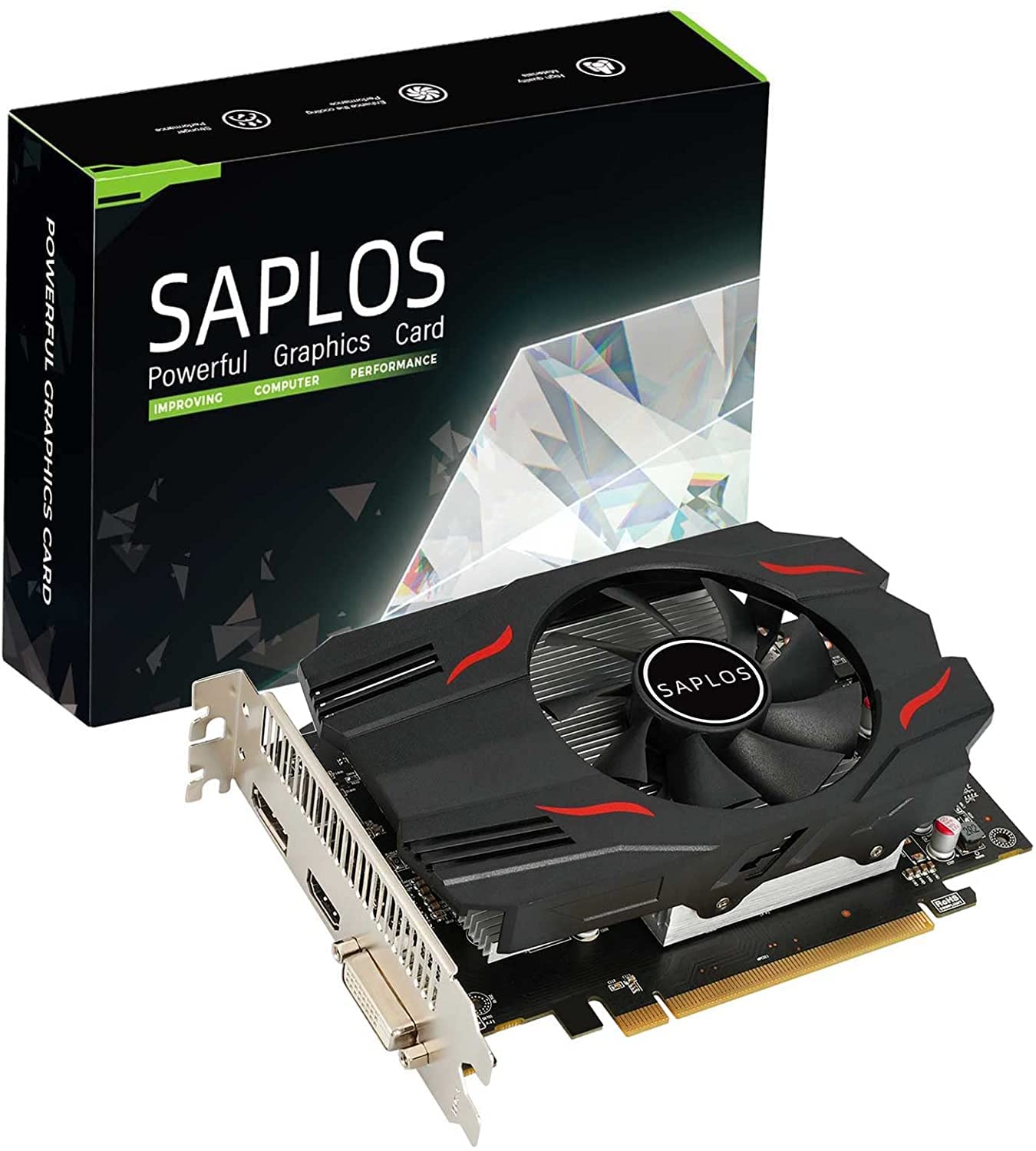 SAPLOS AMD Radeon RX 550 4GB GDDR5 28-Bit DP/HDMI/DVI-D GPU Graphics Card PCI Express X8 3.0 ITX Com