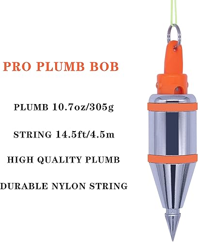 Miniatura 2 de 2 piezas magnéticas Plumb Bob  10.7 oz (305g) Plumb Rite con cuerda de 14.5 pies (14.8 ft), sacapuntas, 2 lápices, carrete de línea utilizado en la