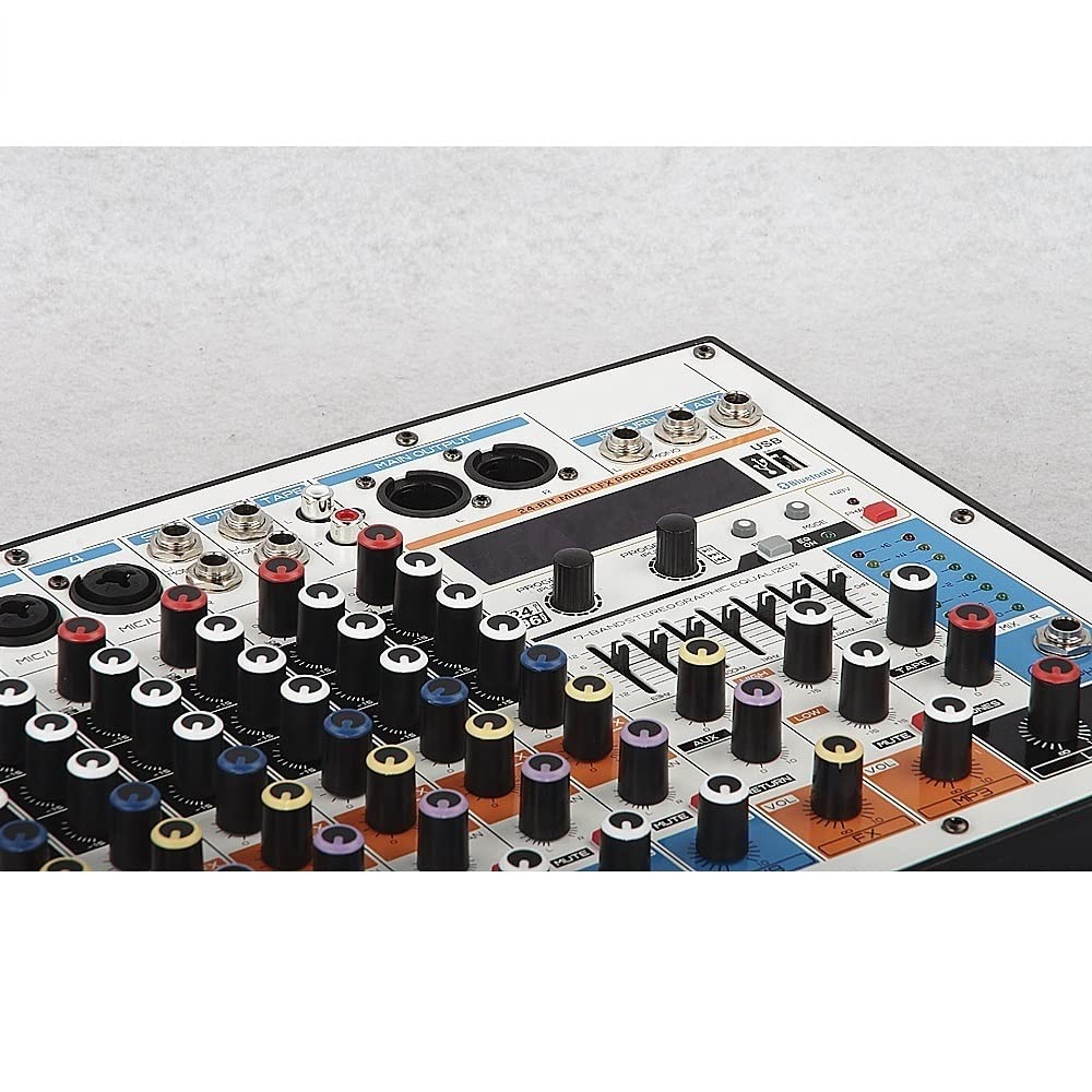 Table de mixage audio, Console de mixage à alimentation fantôme 8 canaux 48 V avec USB for enregistrer des performances en streaming en direct