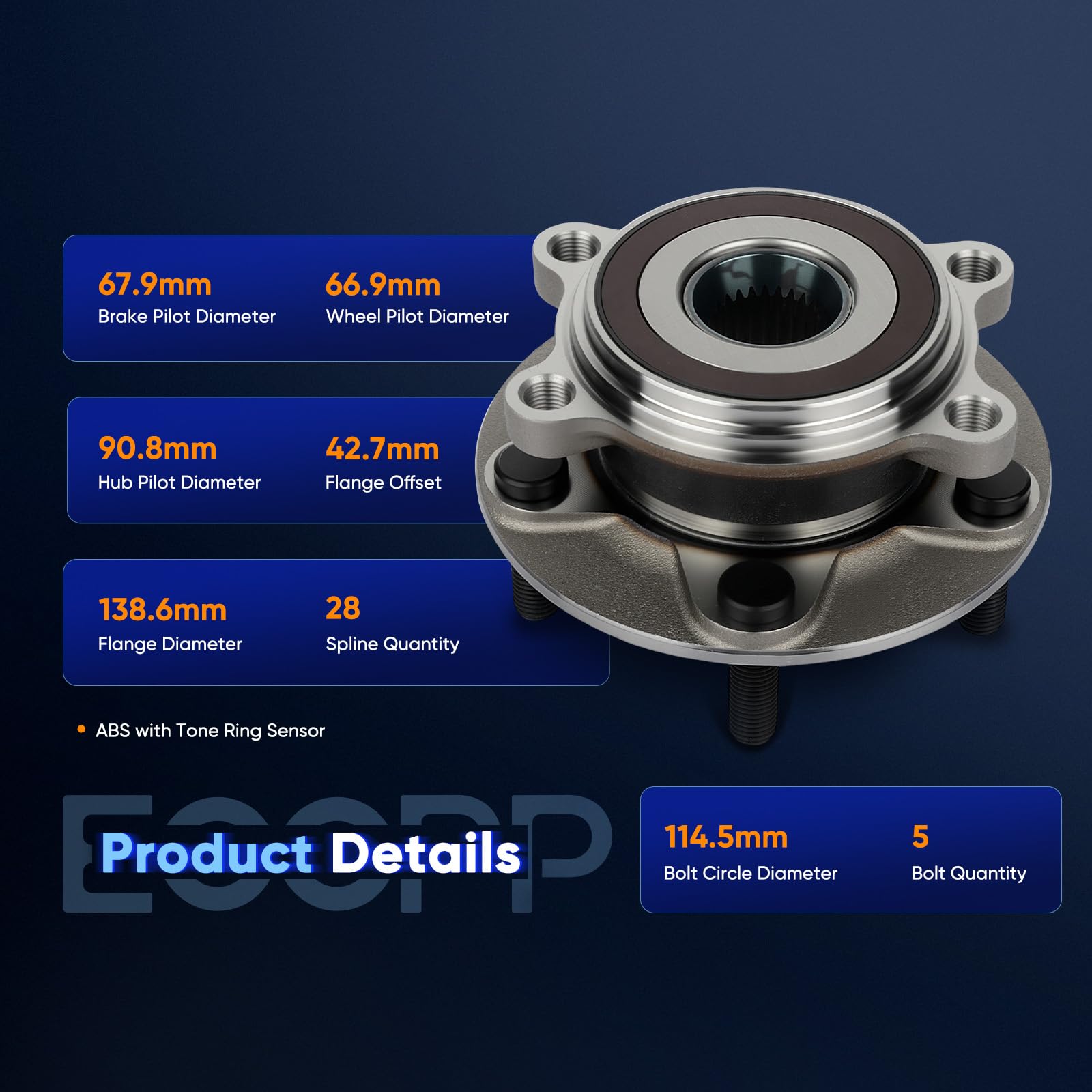 Amazon.com: ECCPP 2-Piece 513354 Wheel Hub Bearing for Mazda 3